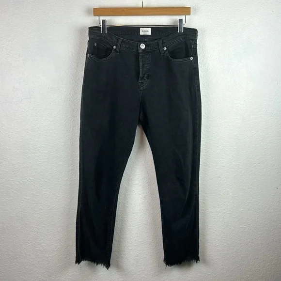 Hudson Luxe Crop Riley Relaxed color virt Straight Black Jeans 29 - Picture 3 of 9